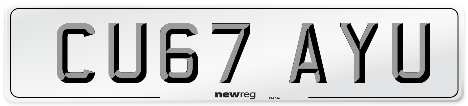 CU67 AYU Number Plate from New Reg